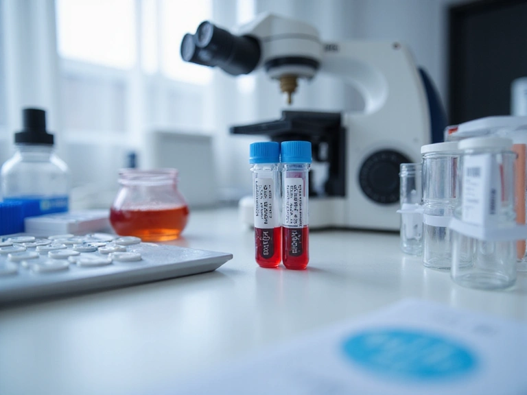 Laboratóriumi környezet, vérvétel vagy tesztcsövek, ami az IgG tesztet illusztrálja